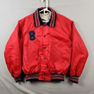 Vtg DeLong Sportswear Satin Bomber Varsity Jacket Men’s L Tremont Merchants